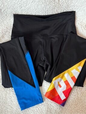PINK Victorias Secret Black multicolor Rainbow Stripe Pocket Ultimate Legging XS